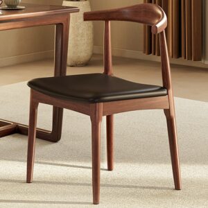 Solid Wood Curved Wraparound Dining Table with Horn Chair