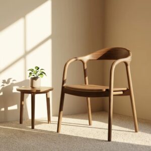 Wooden Back Dining Chair Casual Coffee Chair Simple Armchair