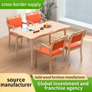 Solid wood ergonomic elderly chair with anti-collision design, high-resilience non-slip arm, and rounded-corner armchair.