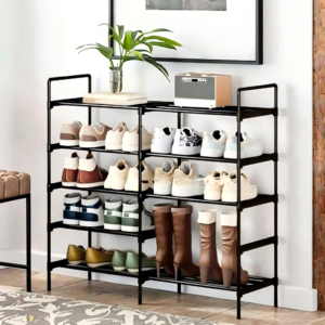 Large capacity 5/6/7 layer double row shoe rack storage container