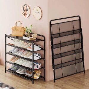 5-layer metal mesh foldable shoe rack