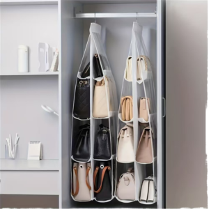 8 transparent storage hanging tote bags, foldable wardrobe storage bags