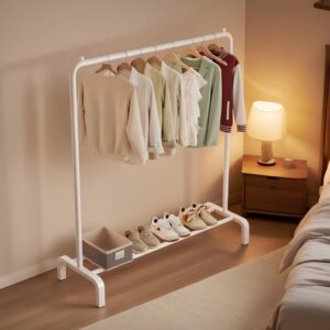 Thickened metal coat rack for indoor/outdoor floor standing single pole drying racks