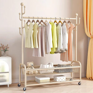 Customizable double-layer vertical drying rack, suitable for home bedroom balcony or bag storage mobile basket design