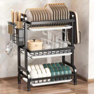 Customizable metal tableware drain holder bowl carbon steel kitchen sink organizer with chopstick holder for tableware storage