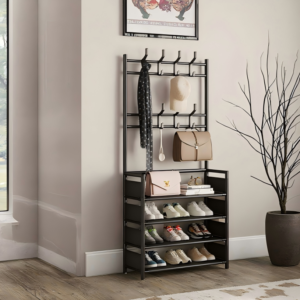 Easy to assemble metal shoelace hook multifunctional shoe rack