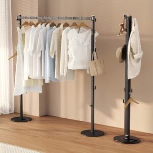 Customizable and retractable coat rack, foldable metal clothing storage device that saves space