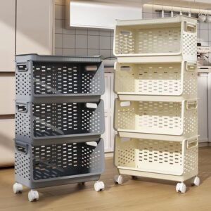 Multi layer movable plastic vegetable storage rack, thick PP storage basket