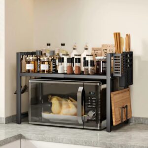Customized single-layer carbon steel extendable countertop, microwave oven shelf, kitchen hook knife