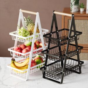 Desktop kitchen countertop storage living room snack display fruit 2/3 layer thick metal fruit tray rack paint surface