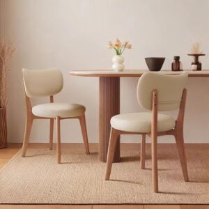 Modern Nordic high-end dining chair, solid wood backrest, leather soft cushion, elegant design, suitable for home furniture