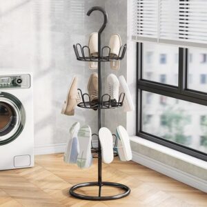 3/4 layer metal shoe storage tree frame, circular suspended rotating shoe rack