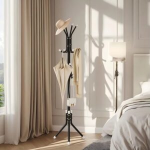 Customizable 3-layer metal coating and hat holder, sturdy, stable, and multifunctional, with bag hooks