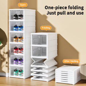 Stackable PP shoe cabinet, dust-proof large sports shoe storage box without installation
