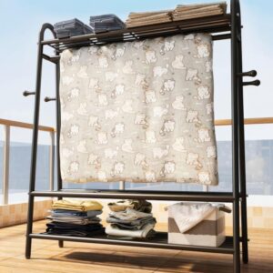 Customized multifunctional carbon steel clothing rack storage with shelves, metal hangers, bedroom rust proof clothing rack
